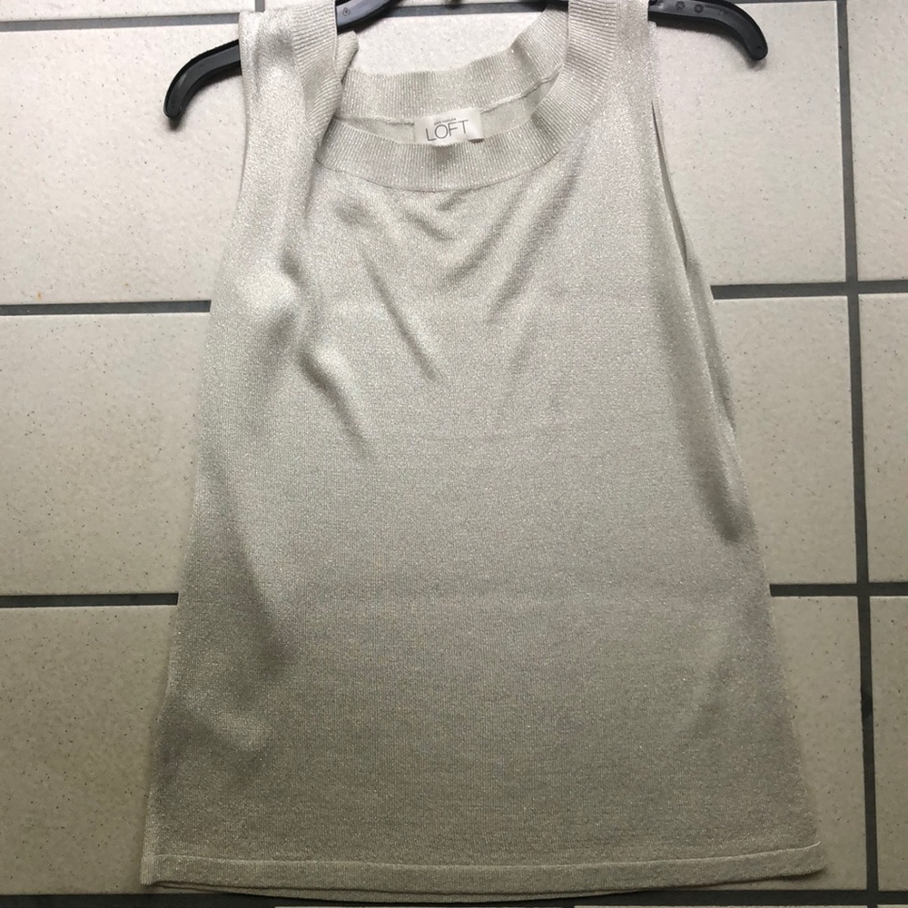 LOFT Sequined Cream Tank